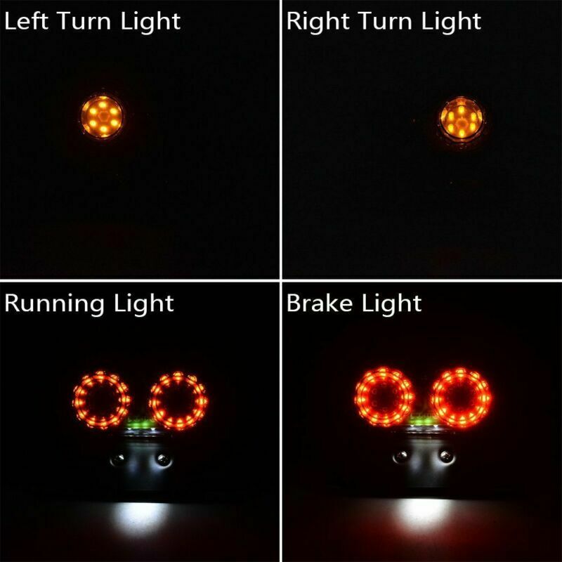 License Plate LED Brake Tail Turn Signal Light For Bobber Cafe Racer ATV Chopper