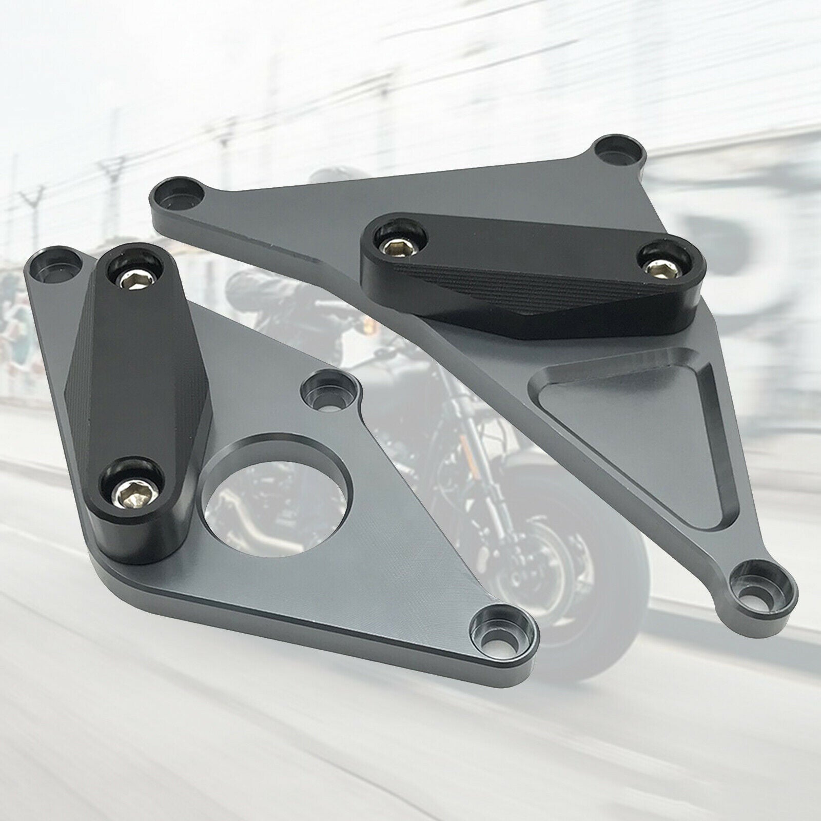 Set 2 Motorcycle Engine Cover Guard Protector Fits for SUZUKI 2016 2018 Gray