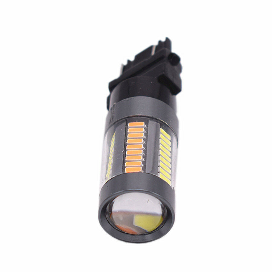 2Pcs Car LED Bulbs White Amber Switchback Turn Signal Parking Stop Light 6500K