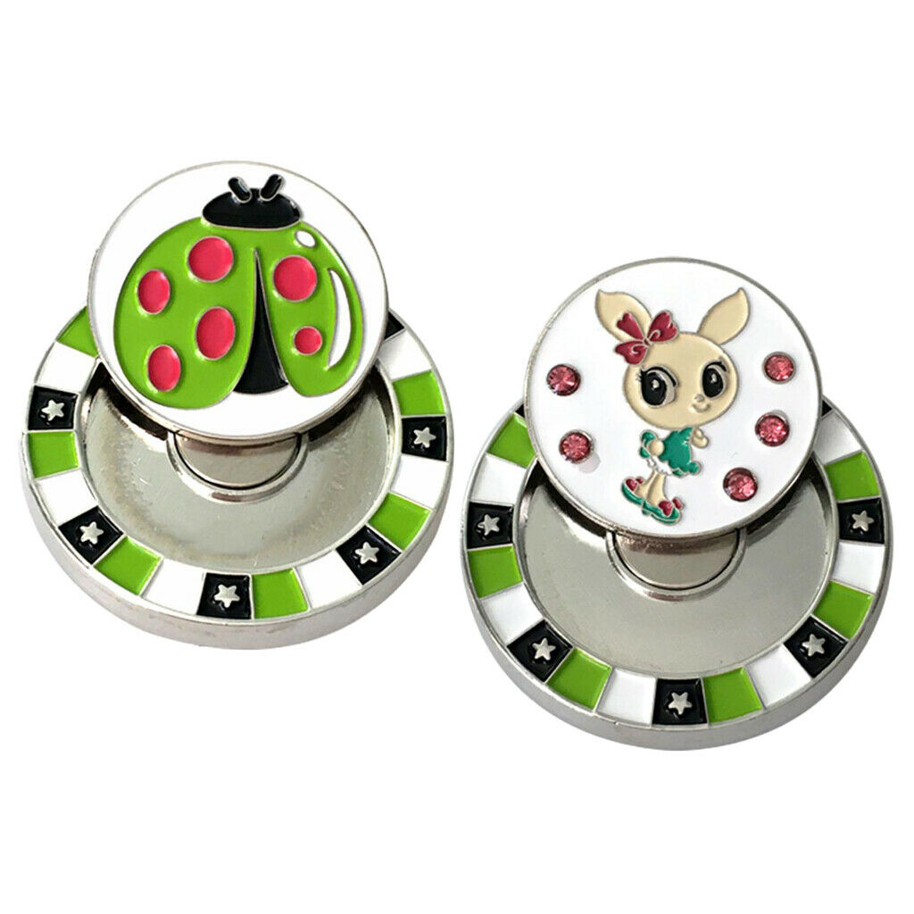 2 Packs Magnetic Crystal Golf Hat Clip Ball Marker Putt Tool Mark Signal