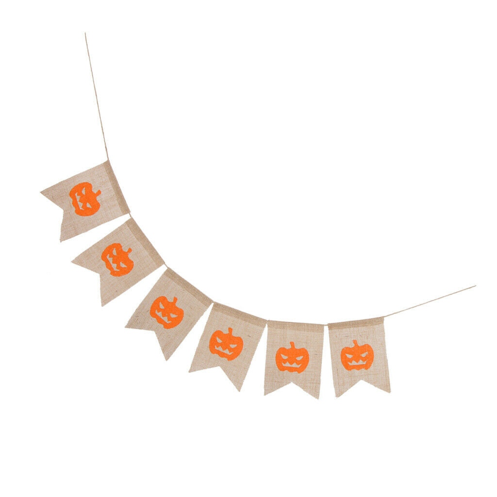 Happy Halloween Hessian Pumpkin Banner Hanging Garland Decoration Photo Prop
