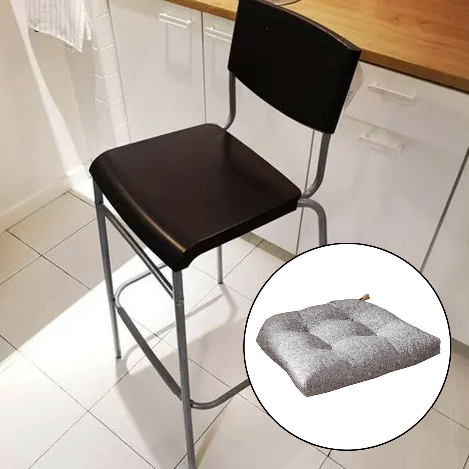 Chair Pad 8 Cloth Buckle with Straps Smooth Zipper Warm for Living Room Grey