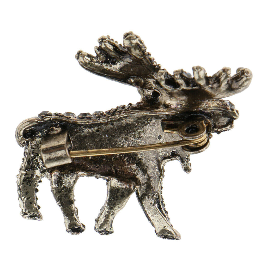 Women Fashion Rhinestone Elk/Reindeer Clips Brooches Animal Pin Brooch