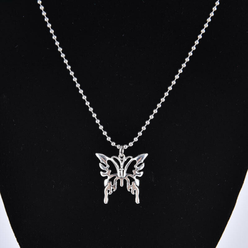 Sexy Butterfly Pendant Necklace Stainless Steel Goth Fashion Jewelry Necklac Rf