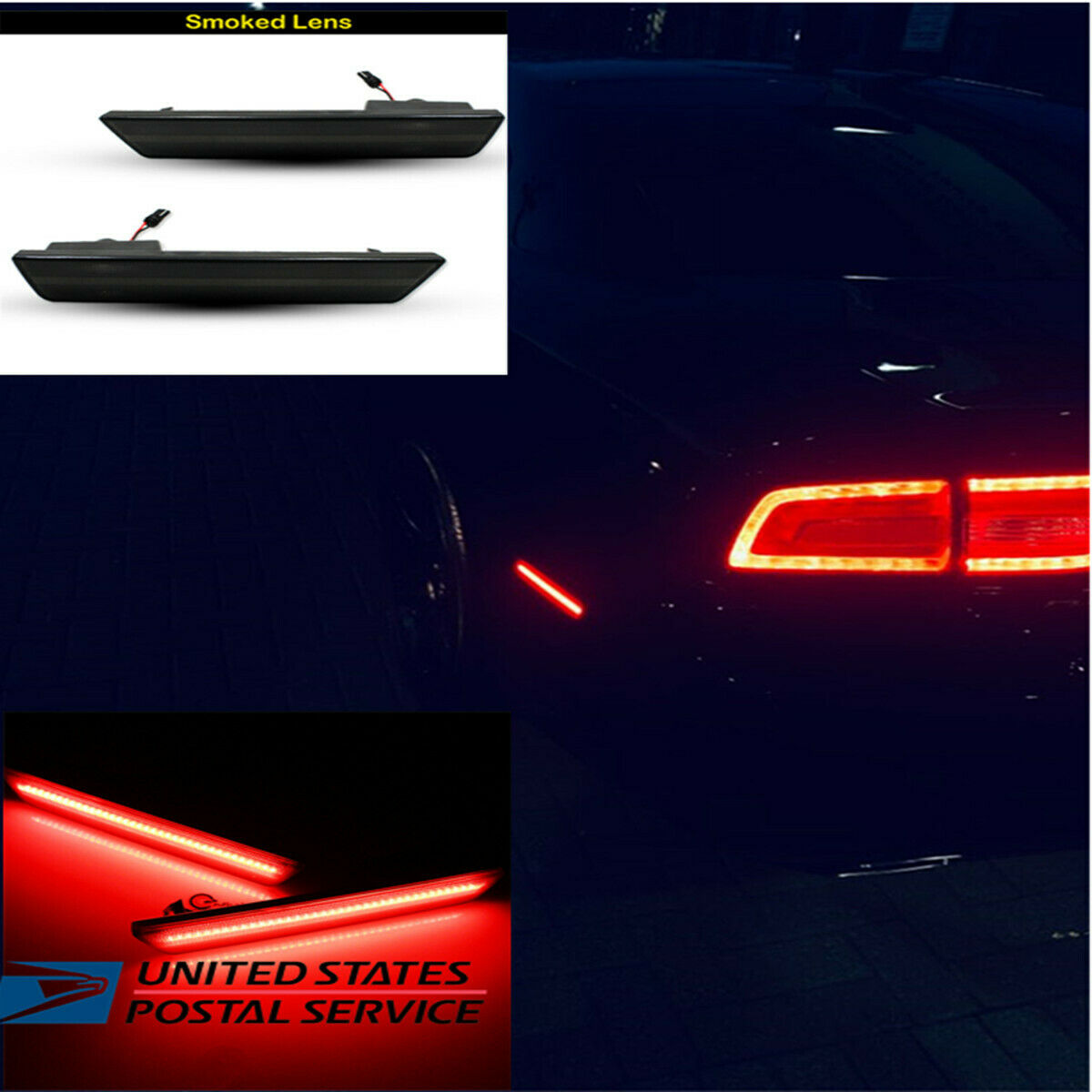 Smoked Side Marker w/Red LED Lamp For 11-14 Dodge Charger/08-14 Dodge Challenger