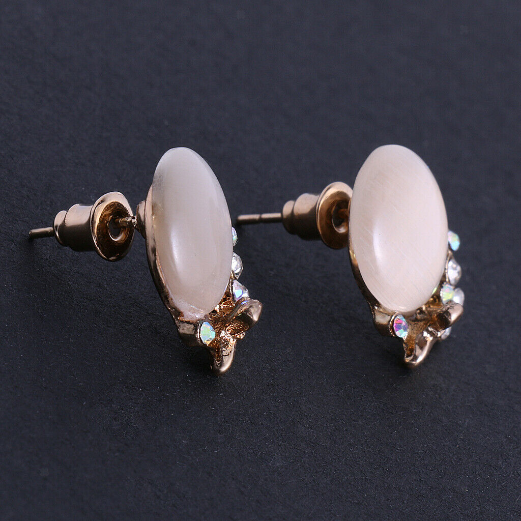 Sparkly Bright Opal Earrings Ear Studs with Bowknot Jewelry Gift for Women