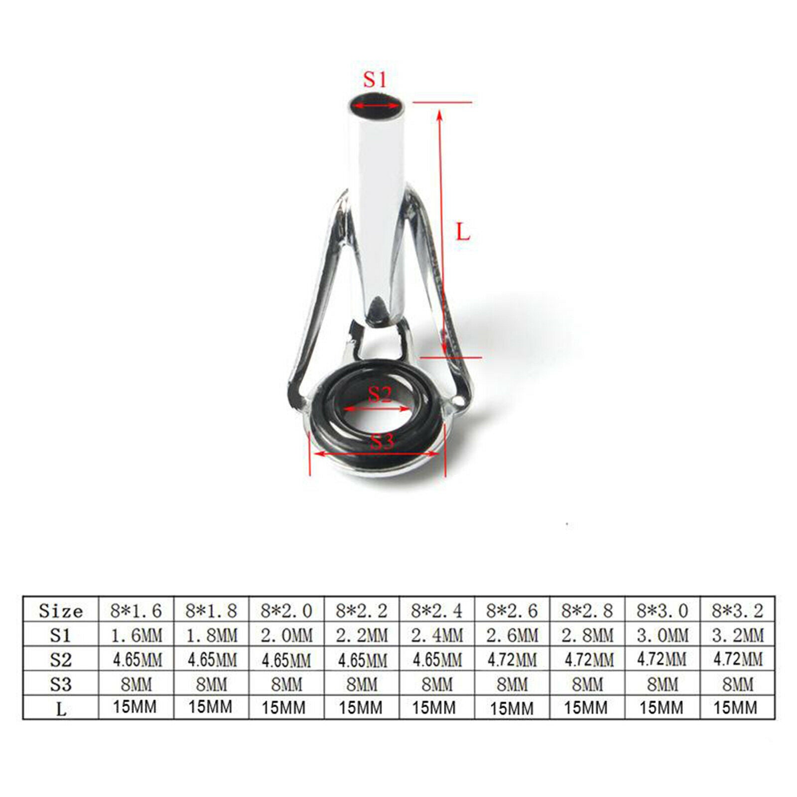 Fishing Rod Guide Tips Top Ring Rings Set for Freshwater Fishing 6 Sizes