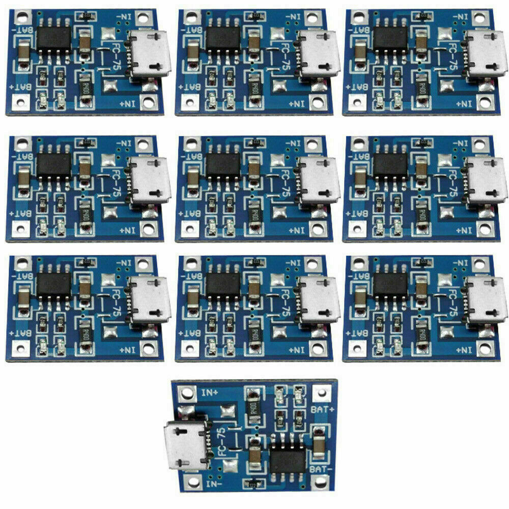 10x TP4056 1A Micro USB Charger Modules 5V 18650 Lithium Battery Charging Board