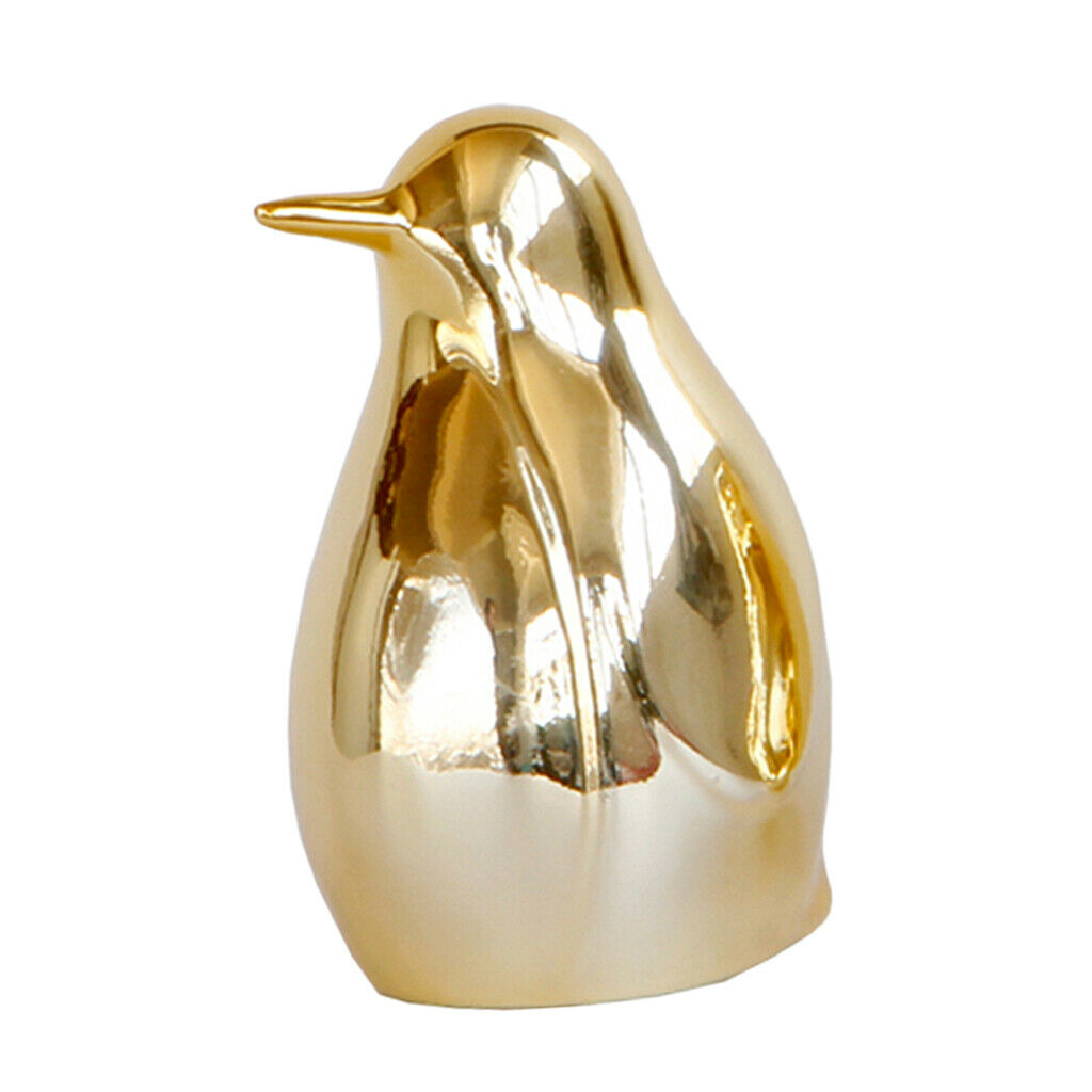 2 Pcs Golden Bird Statue Desktop Ceramic Display Wedding Home Decor Gift M+L