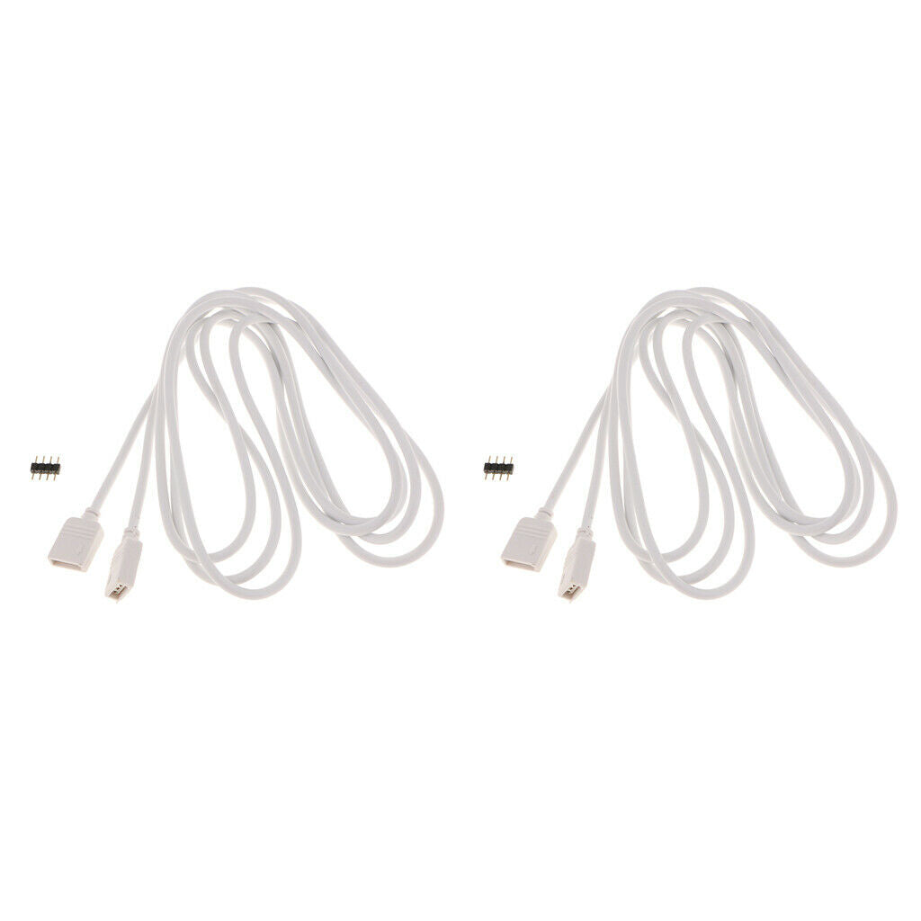 2x 4-pin RGB Extension Cable Wire Connector fr 5050 3528 LED Strip Lights 2m