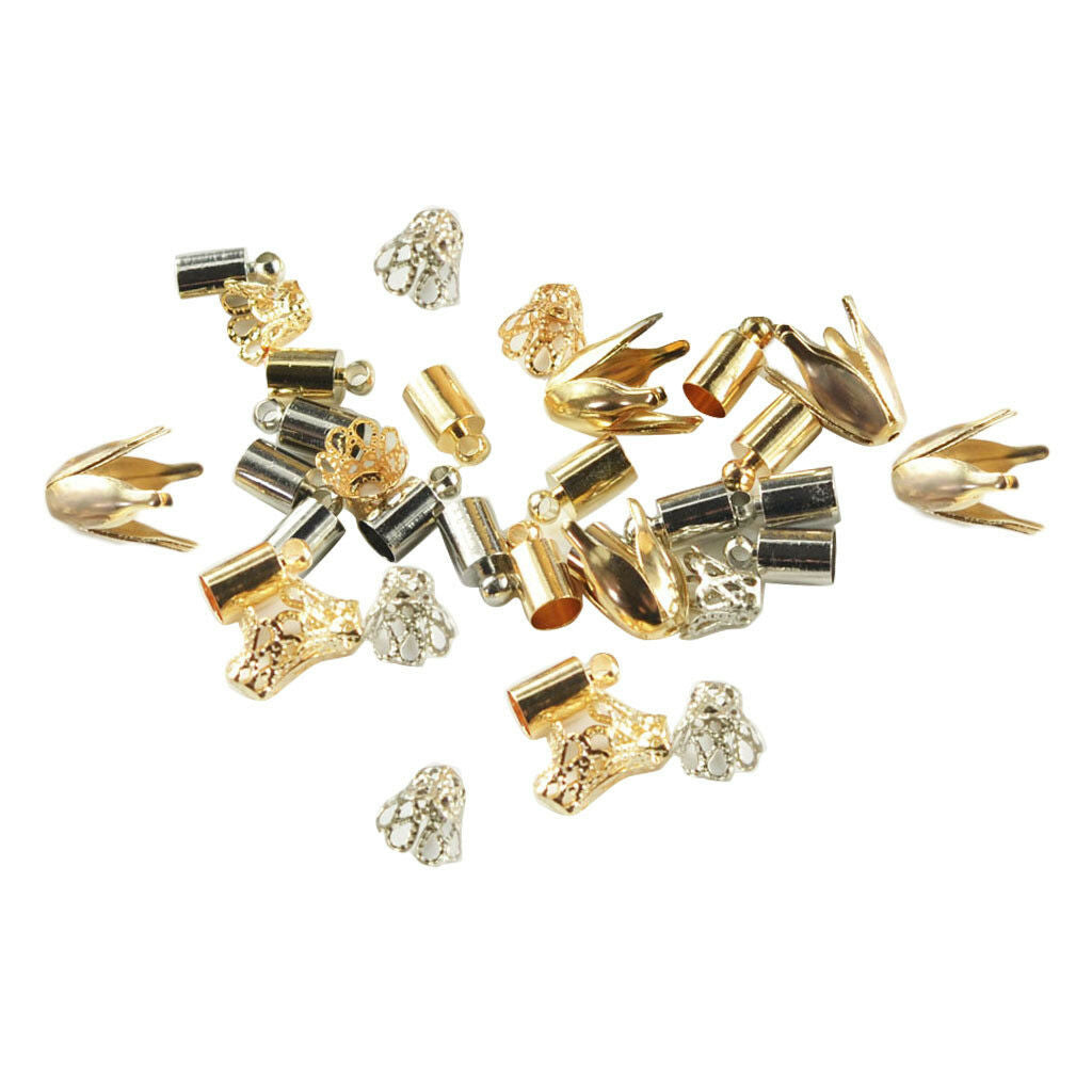 50x Assorted Filigree Flower End Spacer Metal Bead Caps Jewelry Making Craft