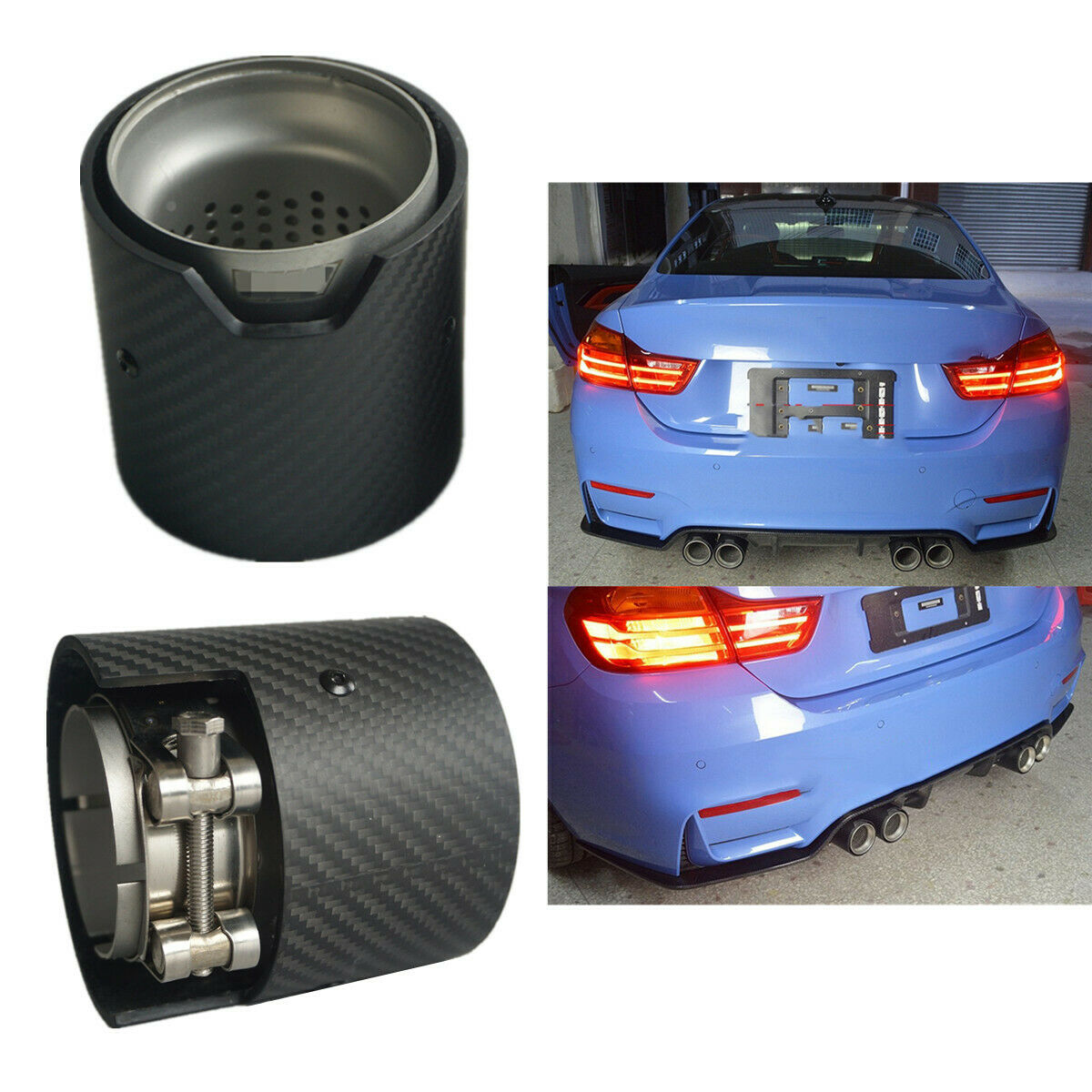 1Pc 73MM IN 93MM OUT Matte Carbon Fiber Exhaust tip For BMW M2 F87 M3 F80 M5 F10