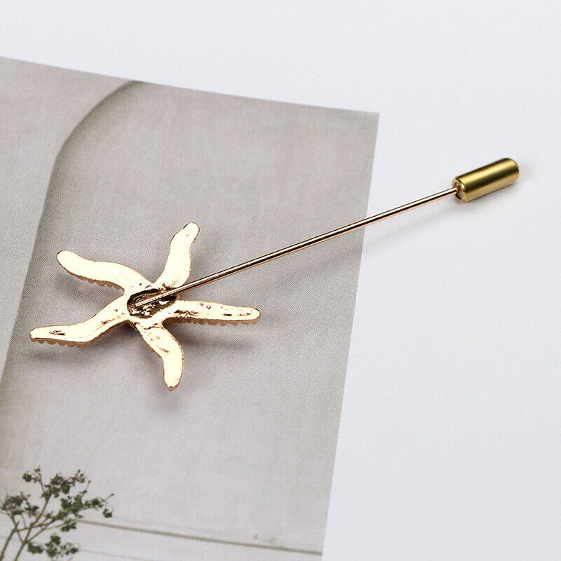 Women Mens Starfish Lapel Stick Pin Brooch Badge for Tie Hat Scarf Accessory