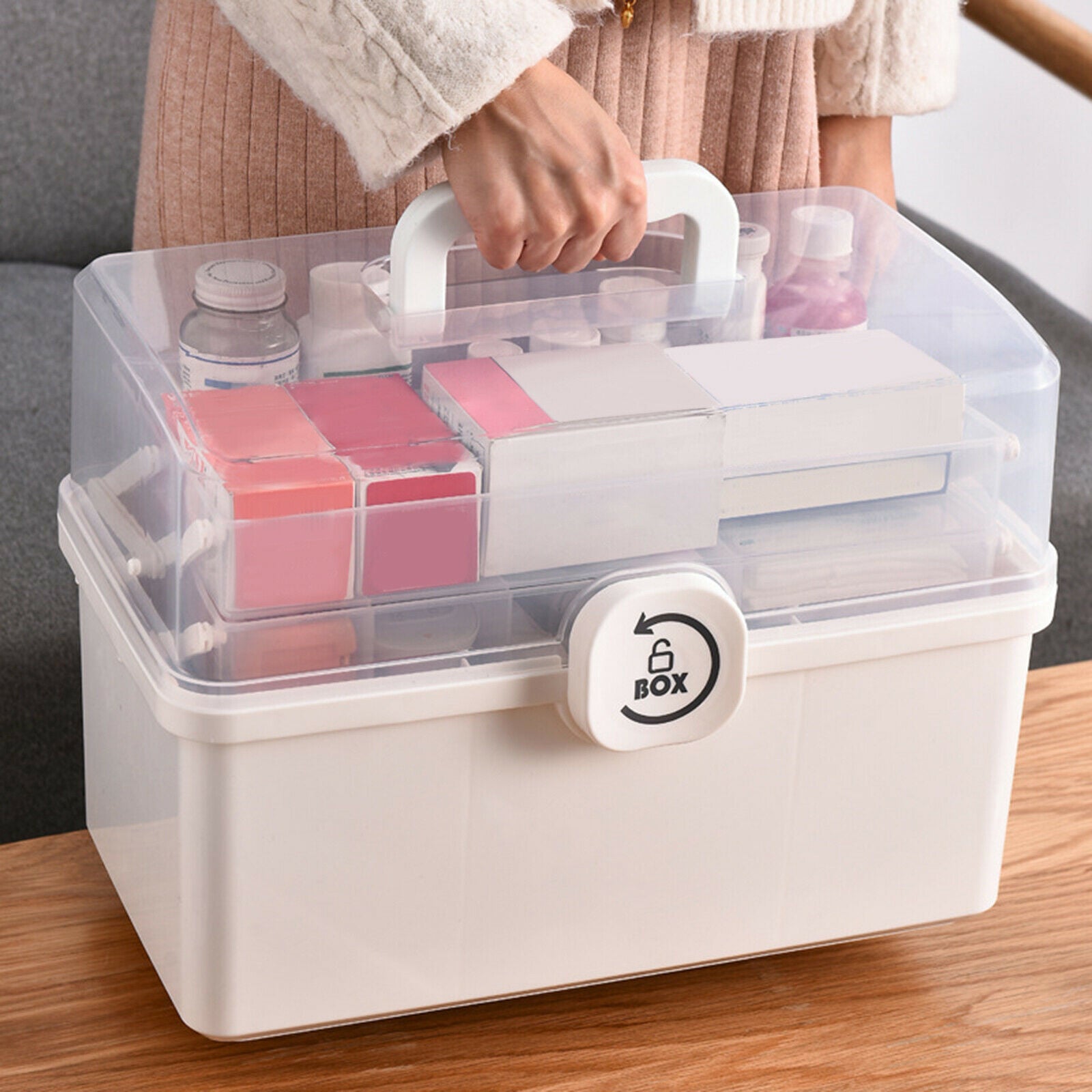 Plastic Storage Box School Arts Sewing Container Toys Organizer Kits Drawer
