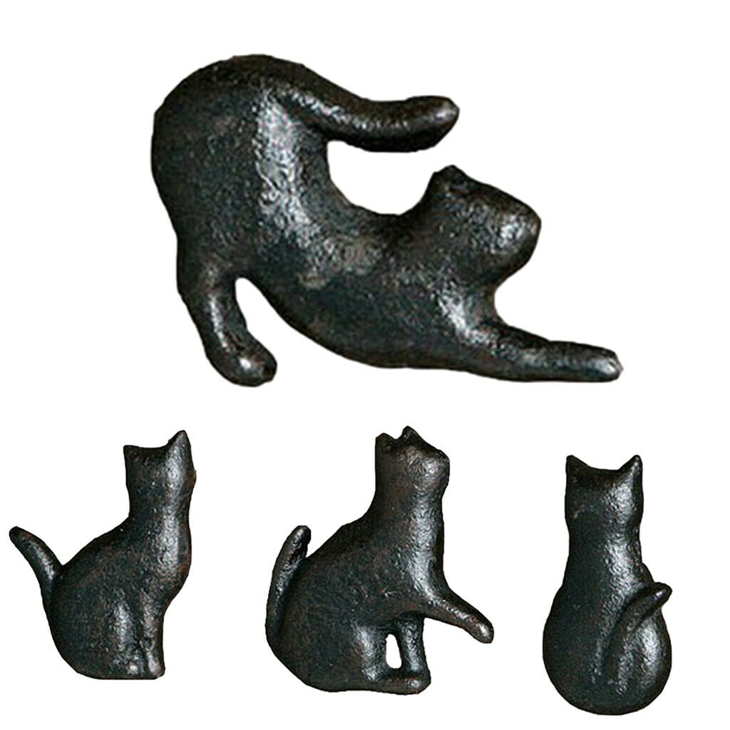 8Pcs Cast Iron Cat Shaped Cabinet Furniture Door Knob Cupboard Wardrobe Pull
