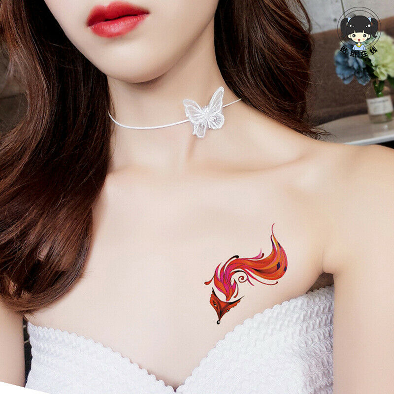 2Pcs/Set Waterproof Tattoos For Women Body Art Blue Red Black Fox Tattoo Stic FT