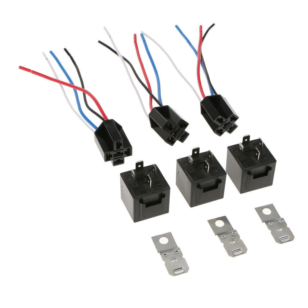 DC 12V Car SPST Automotive Relay 4 Pin 4 Wires with Harness Socket 40 Amp