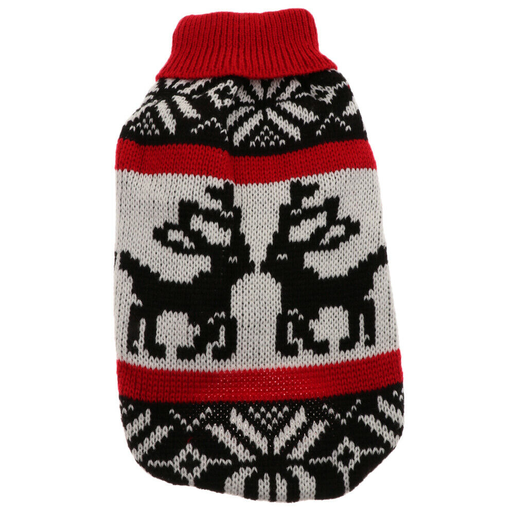 Pet Dog Cat Puppy Warm Sweater Jumper Costume Winter Apperal Deer Pattern S