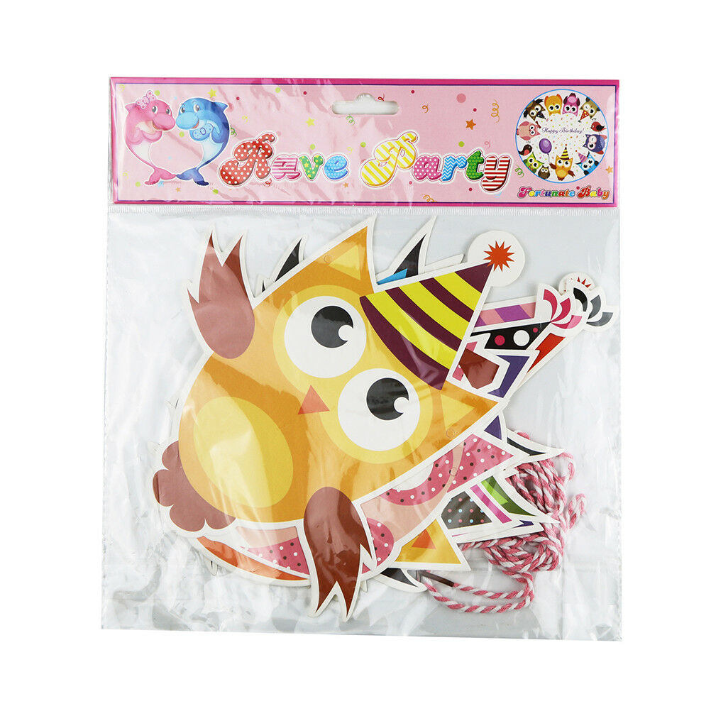 cartoon owl paper flag birthday party decoration banner bunting for childr.l8