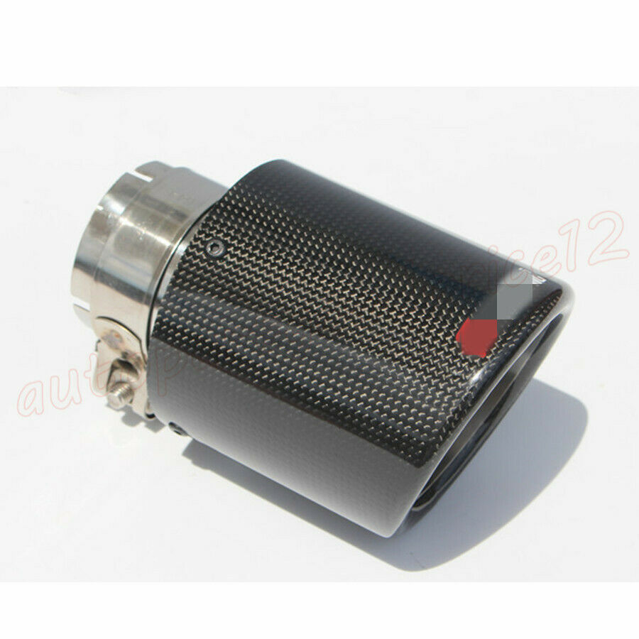 3" Inlet 4.5" Outlet Real Carbon Fiber Glossy Auto Car Exhaust Tips Muffler Pipe
