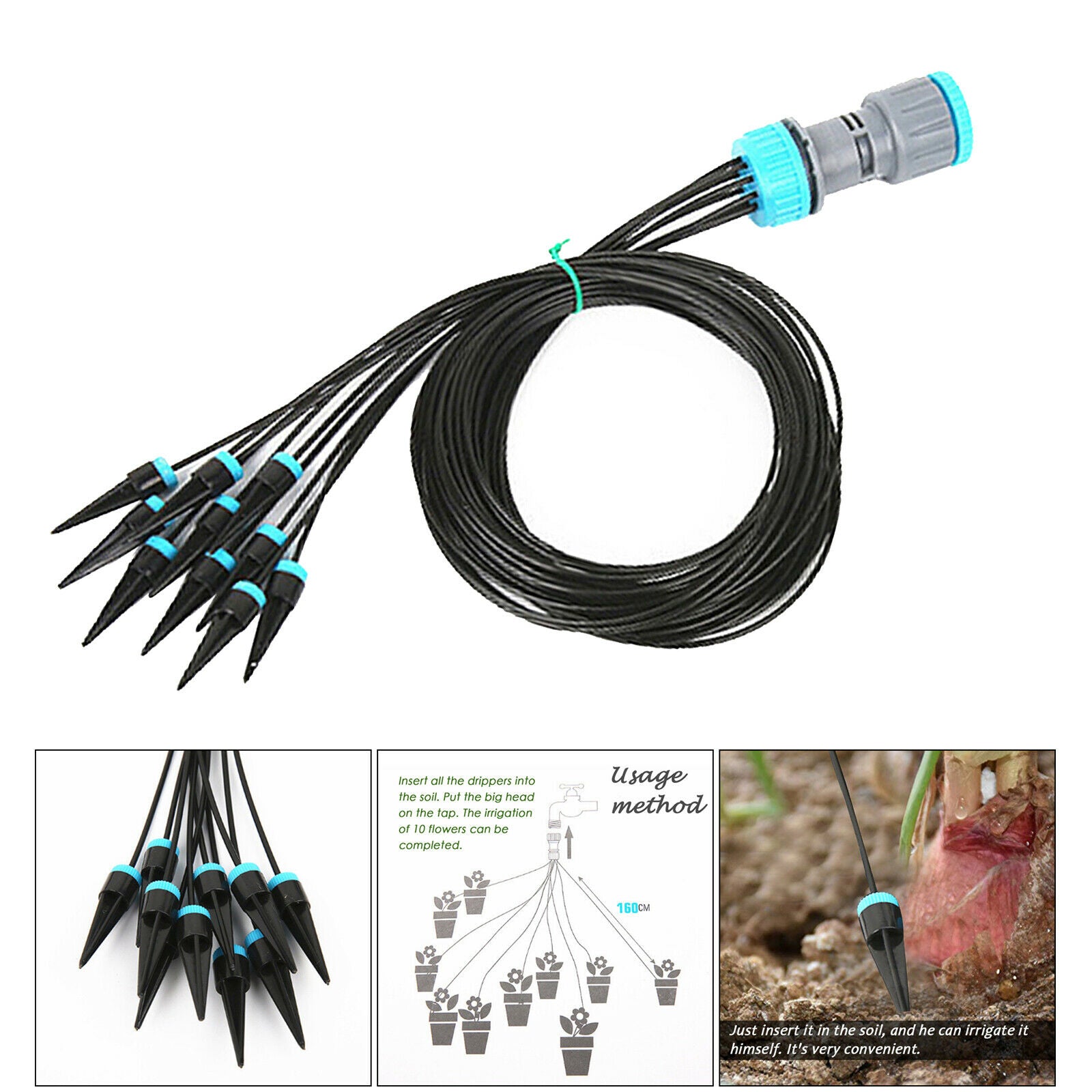 10-Nozzle Drip Irrigation Set for Watering Planting Plant Potted Plants