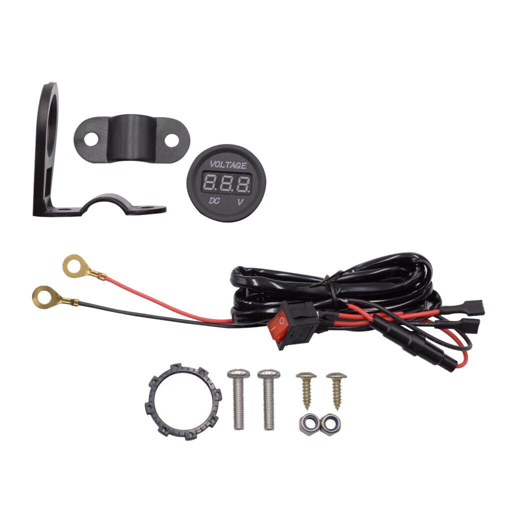 Motorbike 12-24V Green LED Digital Display Voltmeter Volt Gauge with Switch