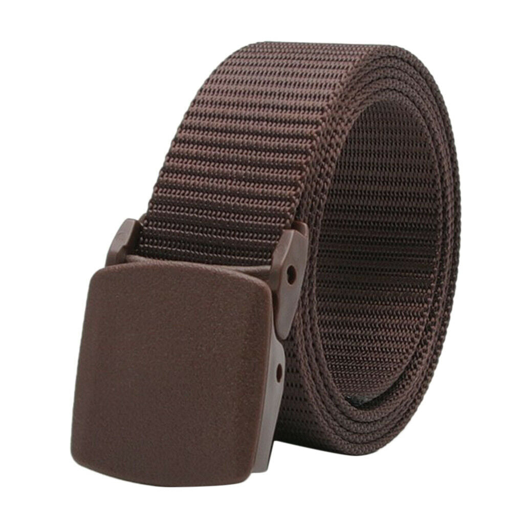 Men Women Nylon Webbing Belt Military Sports Web Belt Jeans Waistbelt Coffee