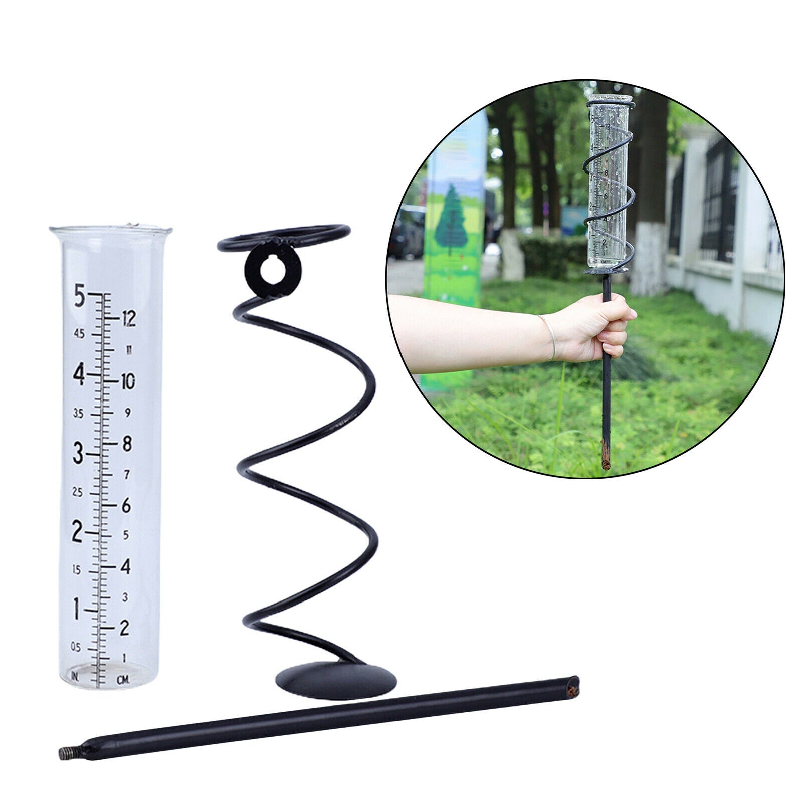 Glass Rain Gauge Accurate Rain Meter Measurement for Garden Patio Yard Clear