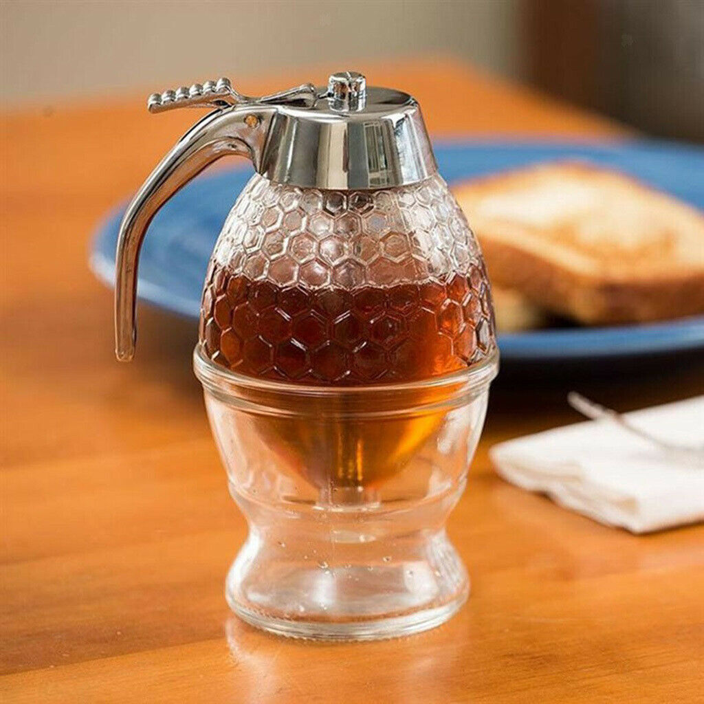 Honey Syrup Dispenser Jar Holds Cup Acrylic Container Home Kitchen 200ml