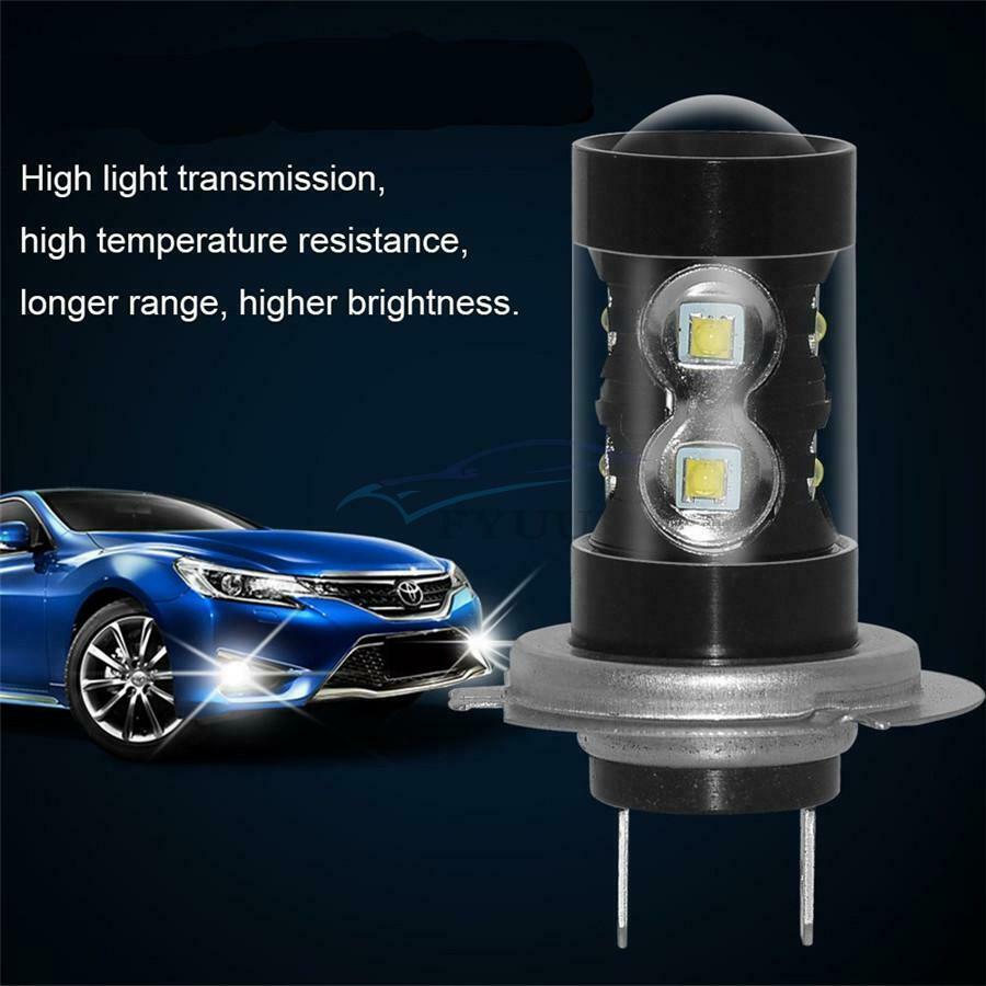 2 Pieces 50W 6000K White Aluminum Autocar Trim Fog Light LED Bulbs Replacement
