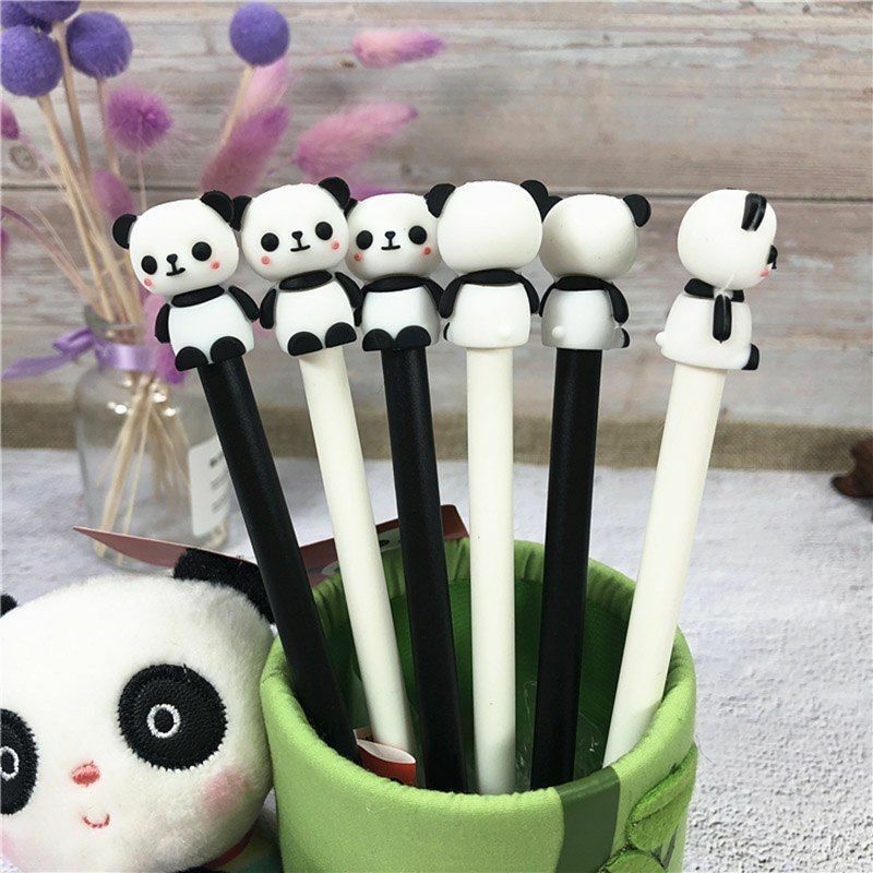 2Pcs Cute Panda Gel Pens School Supplies Office Stationery 0.5mm Black lnk Pens