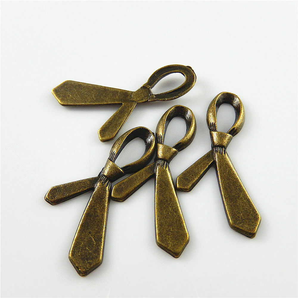 25 pcs Antiqued Bronze Necktie Alloy Pendant Charm Jewelry Art Craft 38*19*3mm