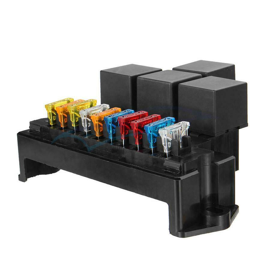 10 Way Terminals Circuit Car Boat ATC ATO Blade Fuse Box Block Holder 12V 80A US