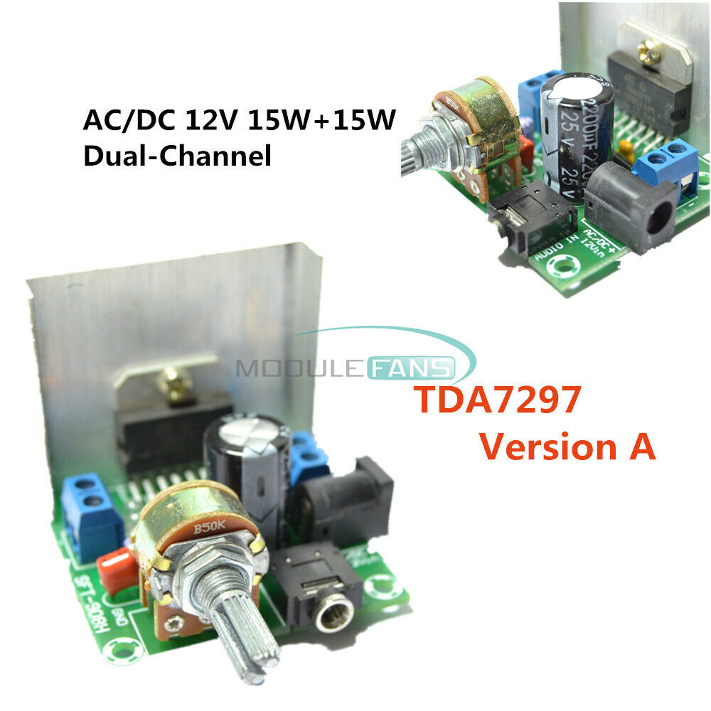 AC/DC 12V TDA7297 Version A 15W+15W Dual-Channel Amplifier Board Module