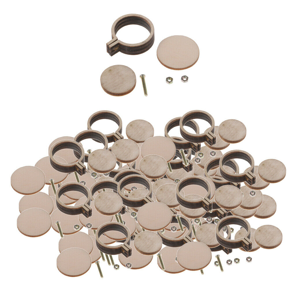 90x Mini Wooden Embroidery Hoop Embroidery Hoop Ring DIY Crafts Supplies