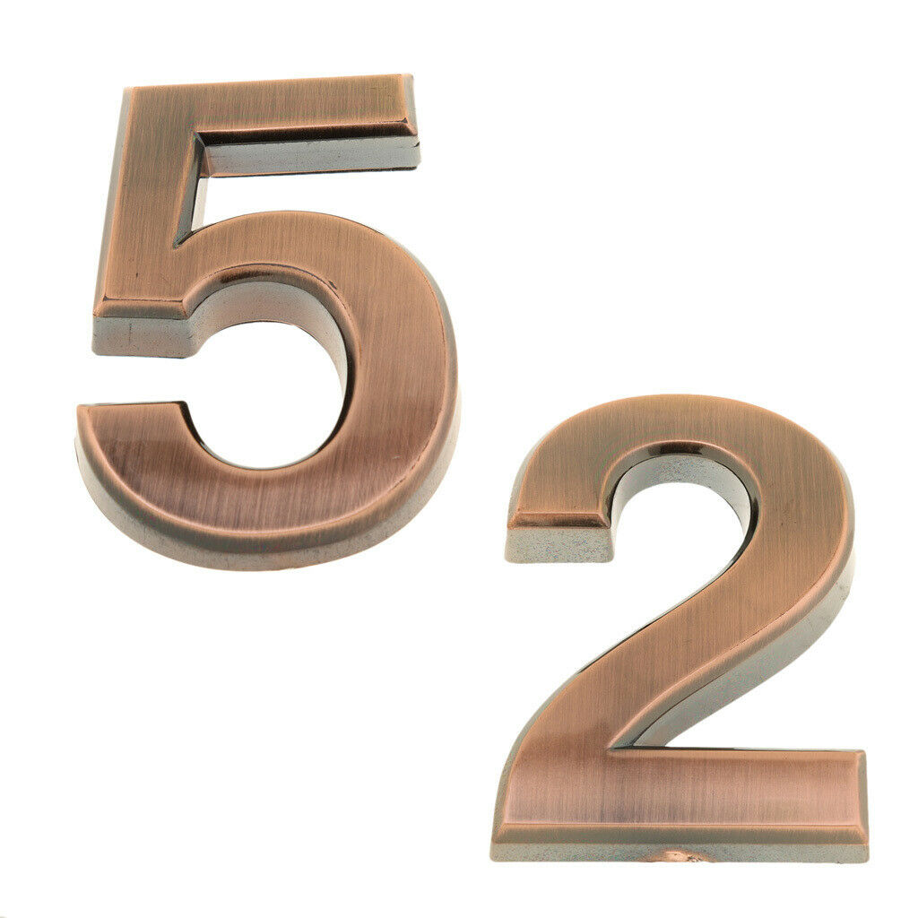 2pcs Copper Plastic House Hotel Door Number Self Adhesive Building Sign 2,5
