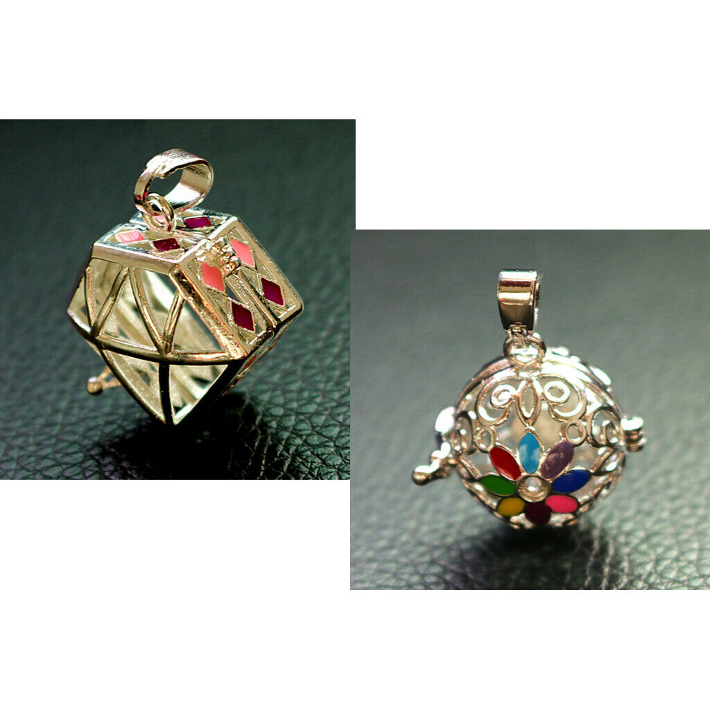 Adjustable Copper Locket Charm Pendant-Rhombus&Round Ball Shape-Aroma Essential