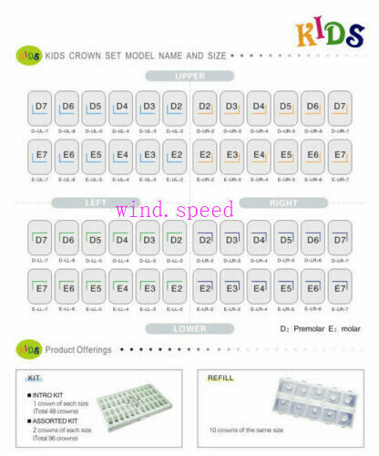 48pcs Stainless Steel Dental Kids Primary Molar Crowns Preformed Pediatric Crown