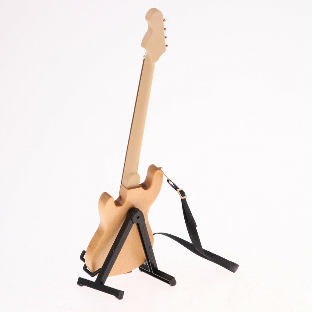 Handmade Wooden Electric -bass with Holder for 1/6 of The Toys