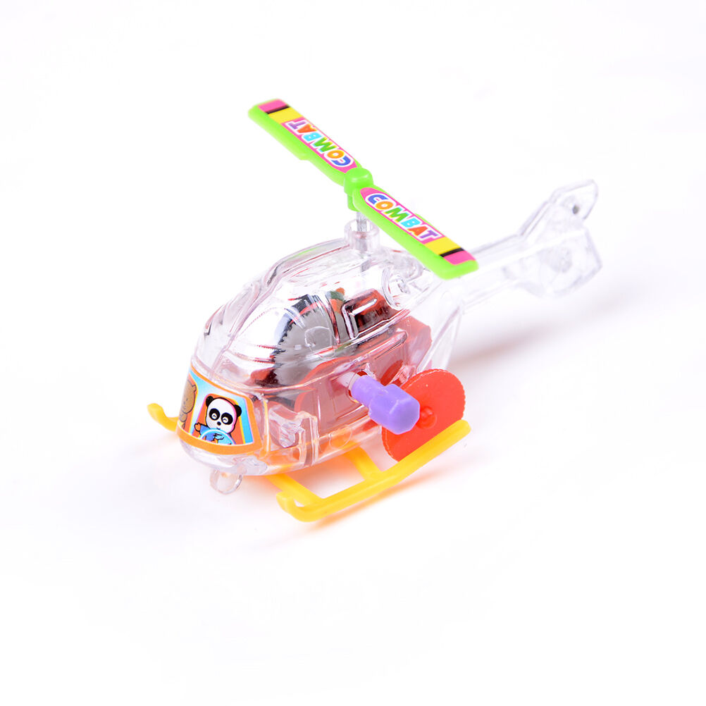 1x Mini Clockwork Transparent Aircraft Somersault Running Wind Up To.l8