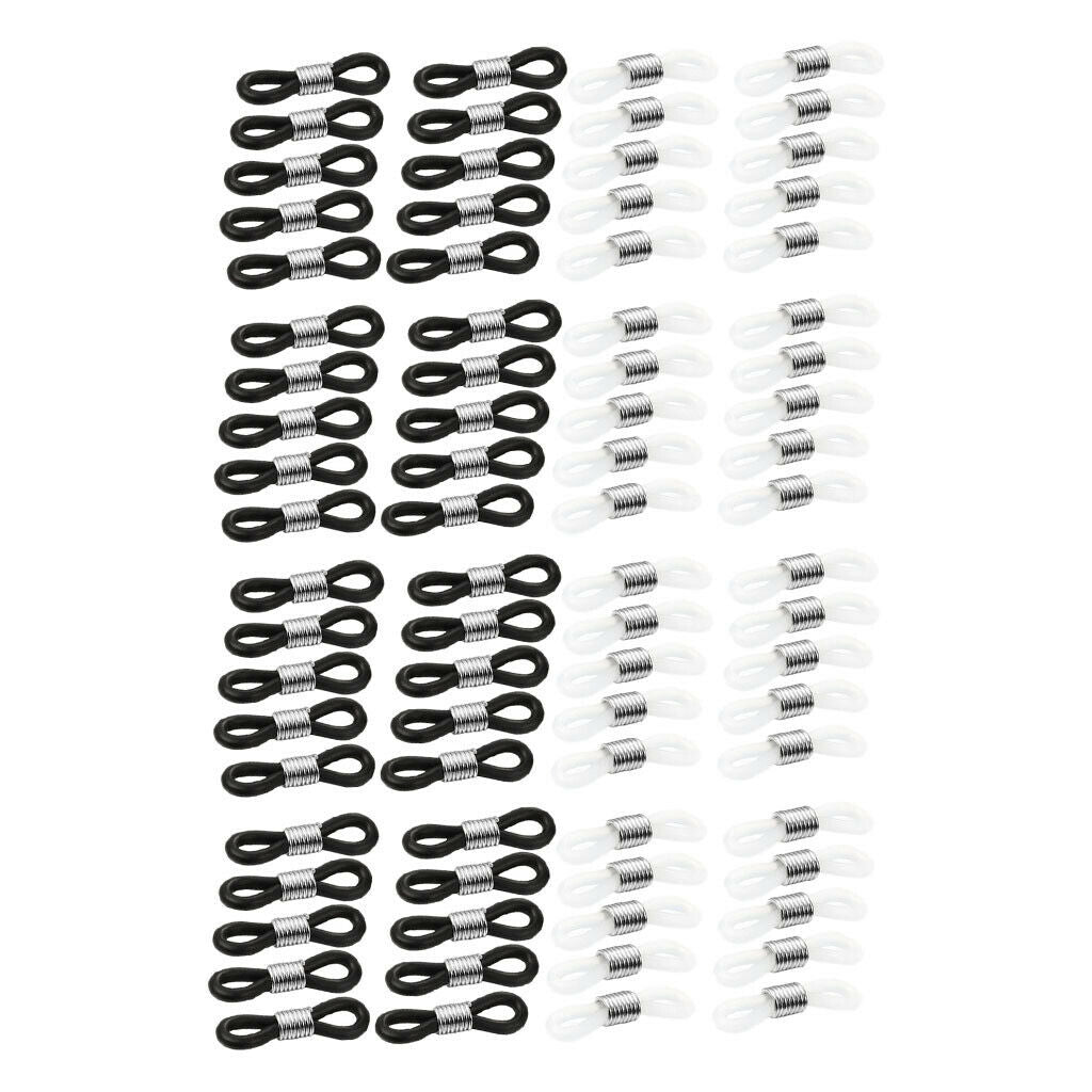 80pcs Eyeglass Chain Ends Spring Rubber Ends Eyeglasses Strap Holder Loops