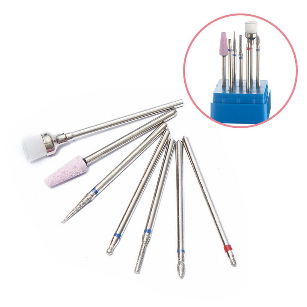 7pcs Nail Drill Bits Kit Polishing Grinding Tools Manicure Pedicure Cuticle