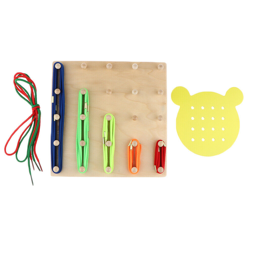 Wooden Geoboard & Lacing Board Set, Kids Montessori Geometric Learning Toys Gift