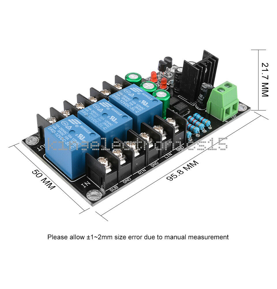 DC Protect 300W Digital Amplifier Speaker Protection Board 2.1 Channel Relay NEW