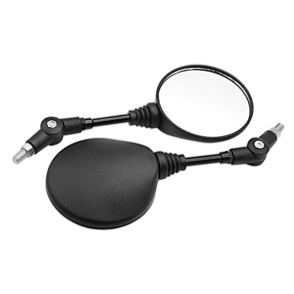 2Pcs Black Collapsible Round Motorcycle Side Rearview Mirror Rear Mirrors