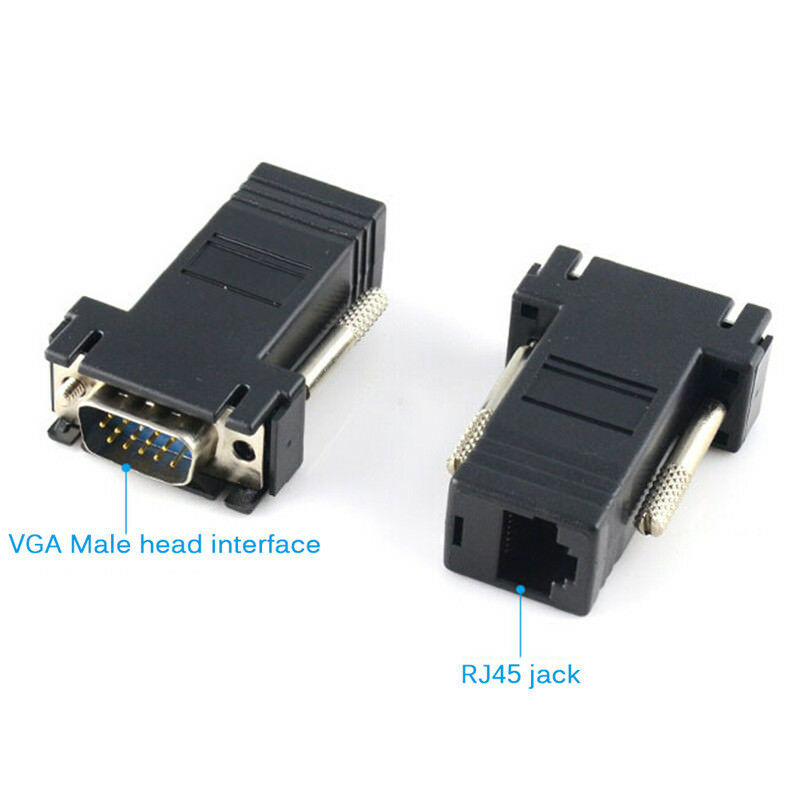 Extender VGA RGB HDB Male To LAN CAT5 CAT6 RJ45 Net Cable Female Adapter JR J FG