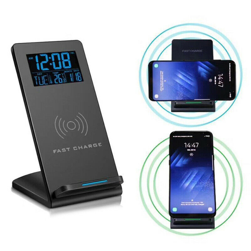 3-in-1 Wireless Charger Desktop Stand Pad with Digital Clock Time TemperaturBDA