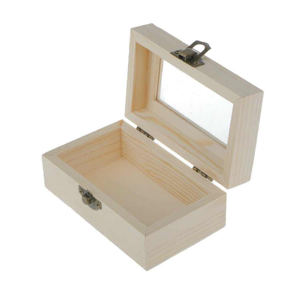 2 Pieces Unfinished Plain Wooden Jewellery Jewlry Box Keepsake DIY Findings