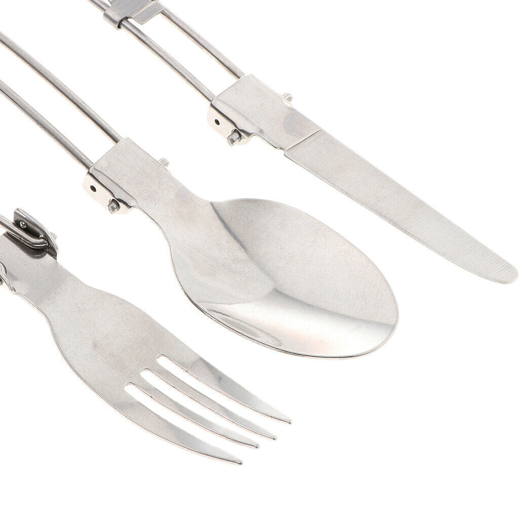 Prettyia   Folding   Cutlery   Set   Spoon   Fork   for   Camping   Picnic   BBQ