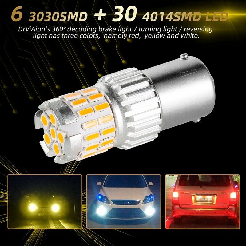 2 x 1156 BA15S 7506 Amber Yellow Car LED Turn Signal Corner Light Bulb P21W X9Y5